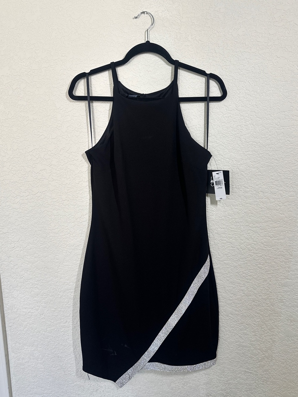 by & by Black Asymmetrical Dress with Silver Accent